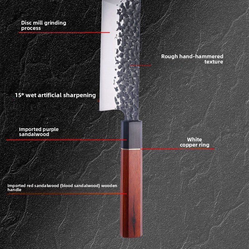 Hand-Forged Chef Knife — Red Sandalwood Handle - Image 2
