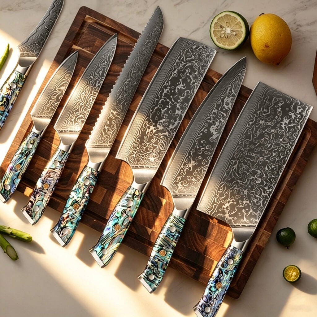 Hand-Forged Damascus Santoku Knife