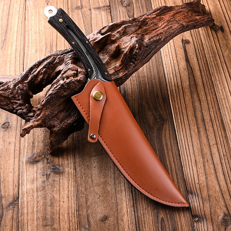 Hand-Forged Feather Knife with Leather Sheath - Image 4
